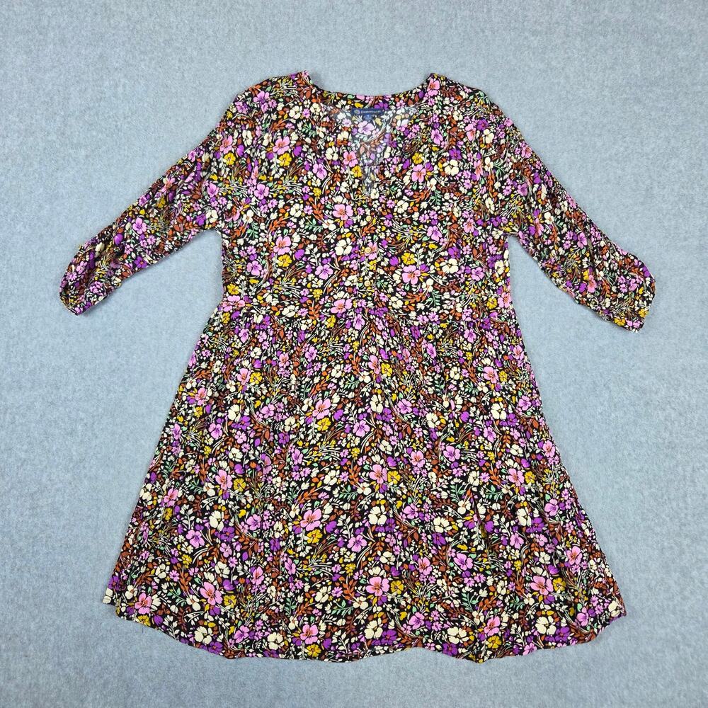 Democracy Small Baby Doll Tunic Floral Mini Dress with Pockets - Picture 3 of 11